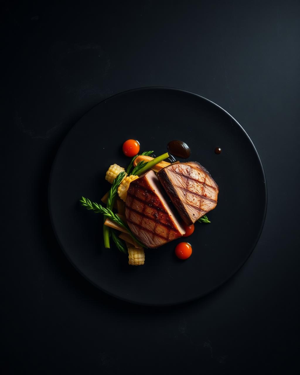 Canard rôti, légumes de saison